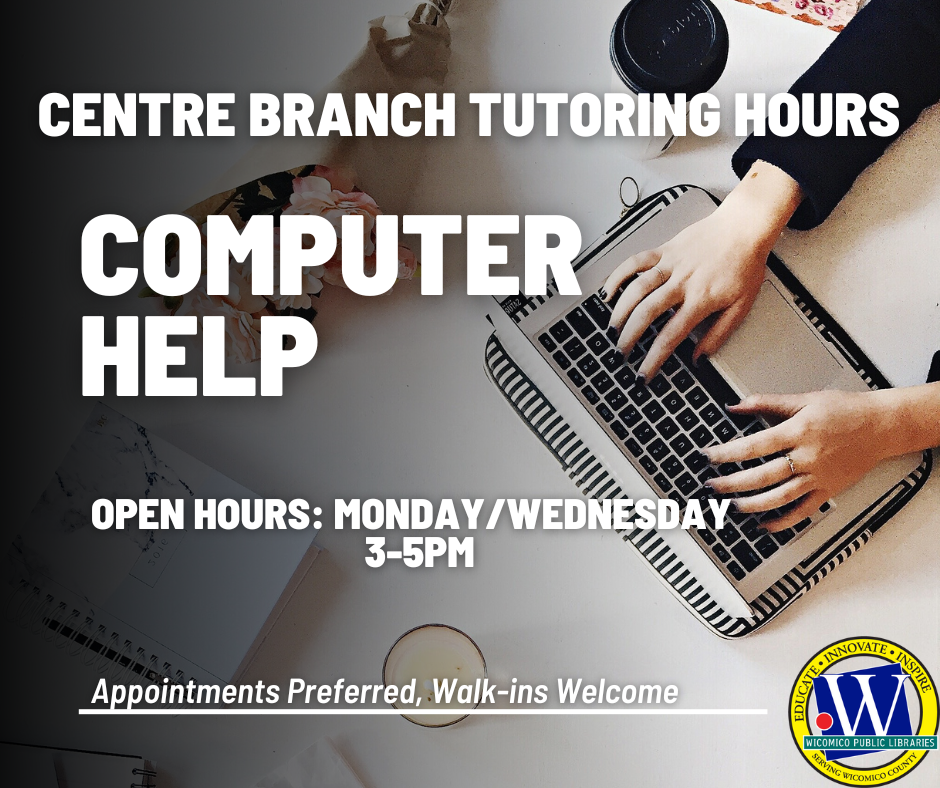 Looking for some help using the computer? Centre Branch is here to help! Get assistance with Windows Office, Google Office, or basic internet browsing. Appointments preferred, walk-ins welcome. Call to reserve your time slot.