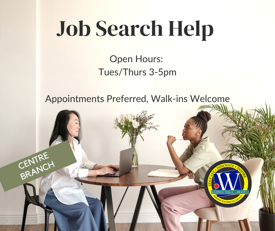 In this fast-paced work environment, a good resume and job hunting skills are more important than ever. Centre Branch is hosting Job Search help hours. Get help building a resume and cover letter, as well as assistance with finding job postings. Call or email us to book an appointment. Walk-ins are welcome.