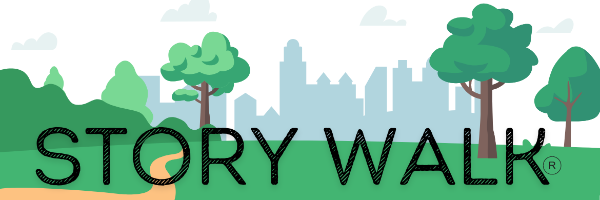 Storywalk header with trees and city in the background