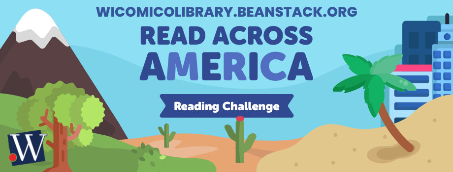 Read  Across America Beanstack Banner cartoon landscape of mountains to beach