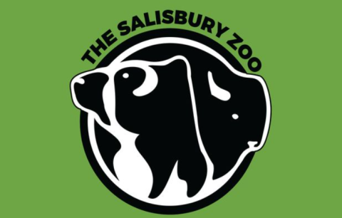 A logo showing a bear and a buffalo in profile on a green background with the words The Salisbury Zoo above the image