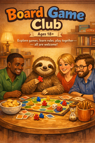 sloth playing board games with friends