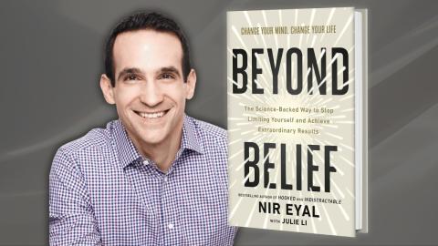 Author Nir Eyal and her book Beyond Belief
