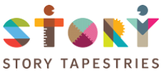 a multi-colored logo that says "Story Tapestries"