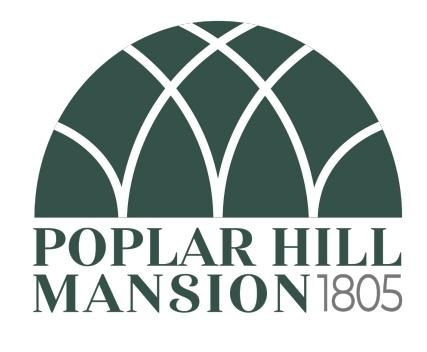 a green logo that reads poplar hill mansion 1805