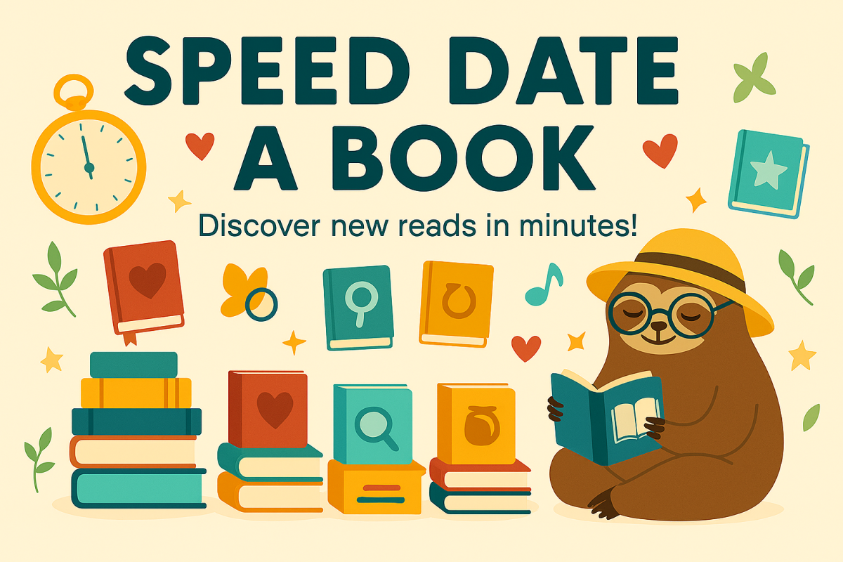 books, stopwatch, sloth